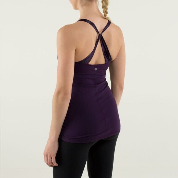 RARE Lululemon Satin Straps Open Back Lightweight Purple Yoga Tank 6 NWOT - Picture 2 of 12
